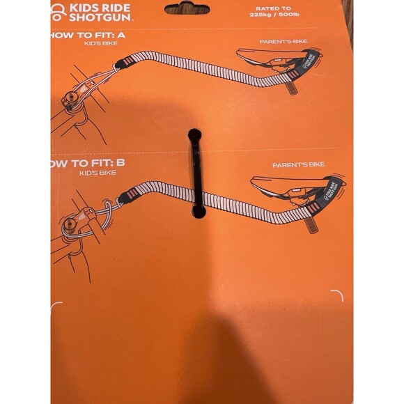 Kids Ride Shotgun MTB Tow Rope Black Child Bike Stretch Bungee Cord Pull Behind - Picture 3 of 5